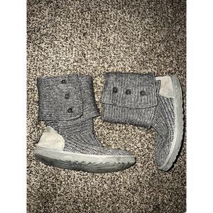 Womens Ugg Classic Cardy Crochet Knit Pull On Boots Size 8 S/N 5857 Grey
